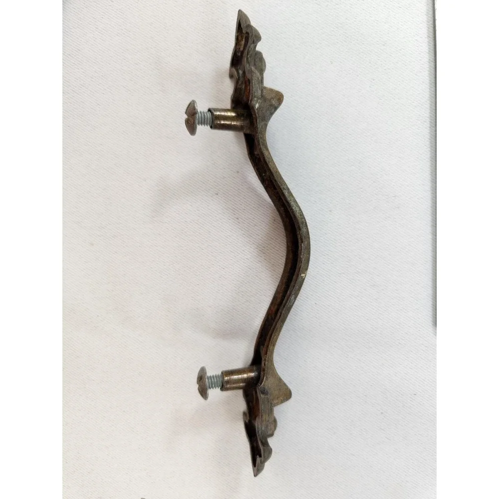 Set 10 Vintage Gothic Fleur de Lis Drawer Pulls Eastlake Brass Cabinet Handles